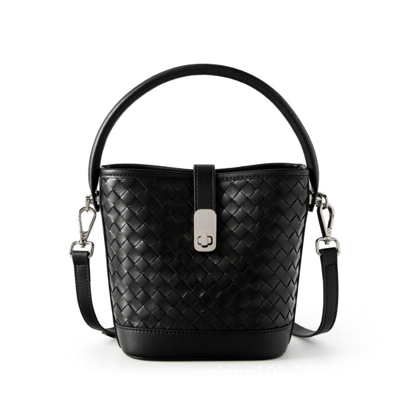 Bucket Woven Genuine Leather Capri Bag