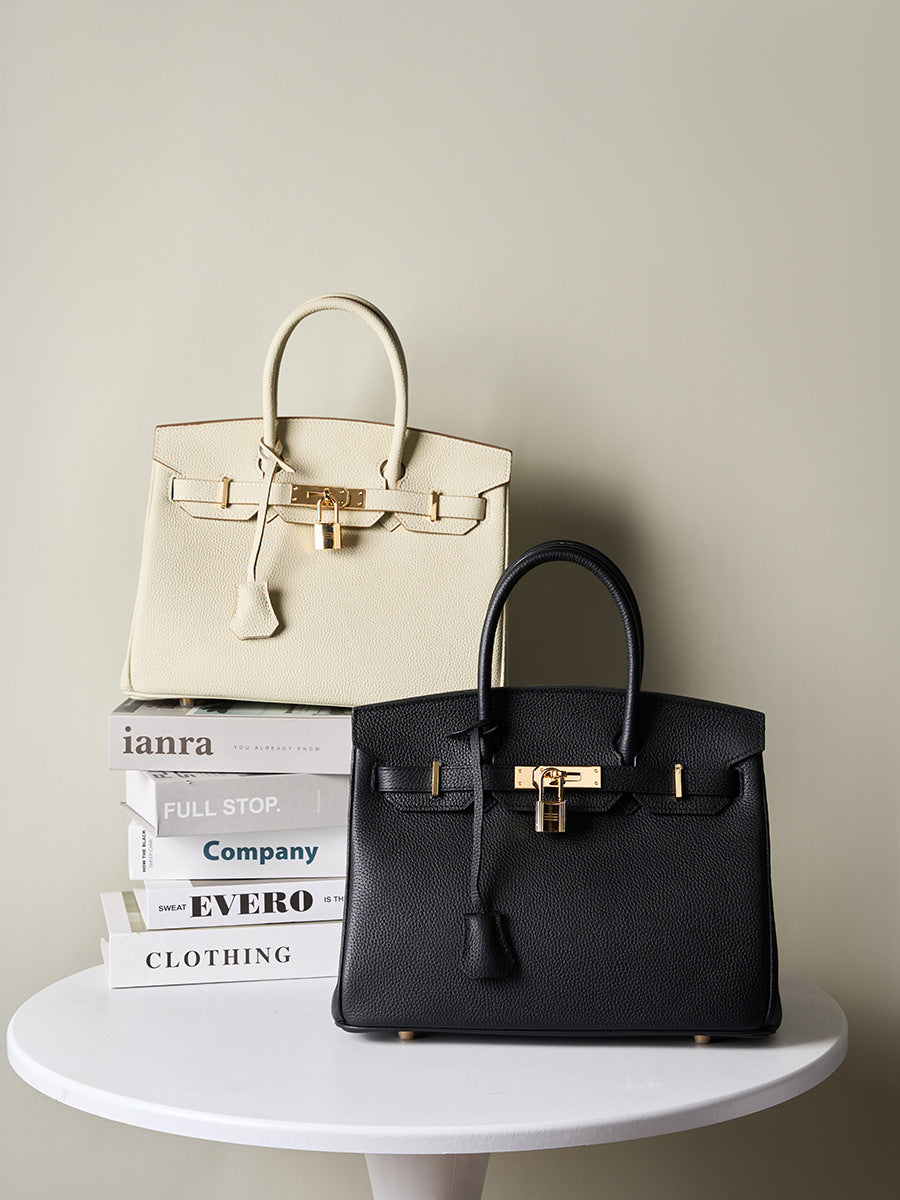 Classic Medium Genuine Leather Barcelona Bag – Gold Hardware