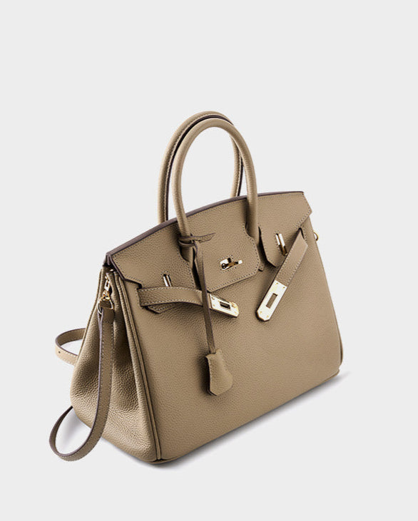 Classic Medium Genuine Leather Barcelona Bag – Gold Hardware