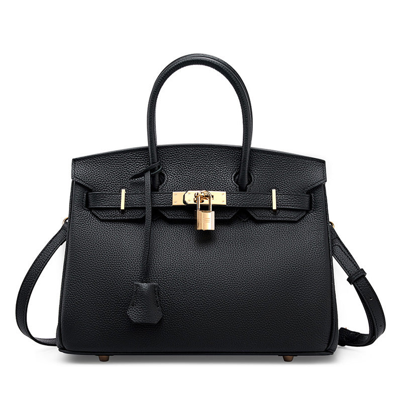 Classic Medium Genuine Leather Barcelona Bag – Gold Hardware