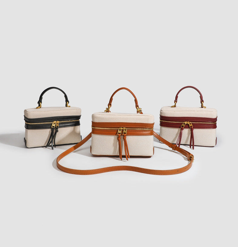 Small Two-Tone Canvas Bali Bag