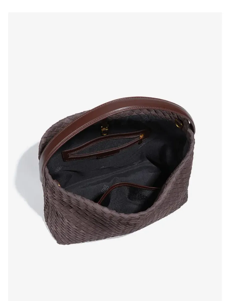 Large Woven Suede Evelyn Bag