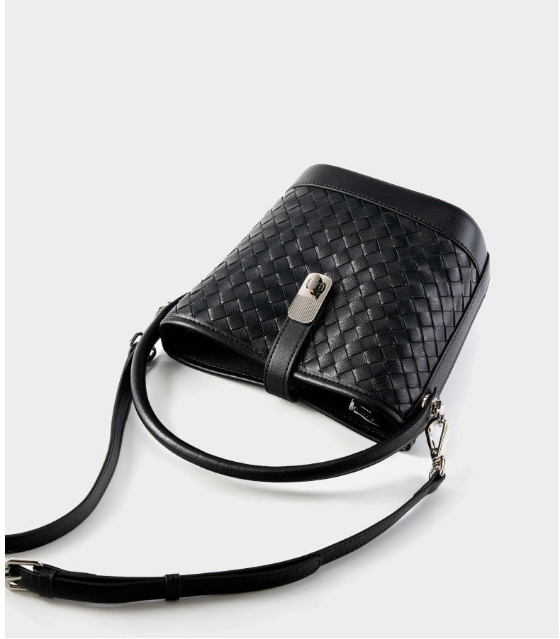 Bucket Woven Genuine Leather Capri Bag