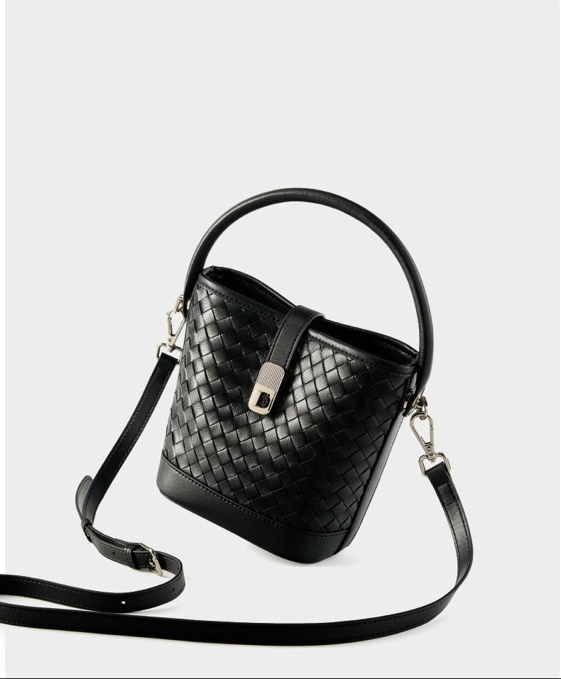 Bucket Woven Genuine Leather Capri Bag