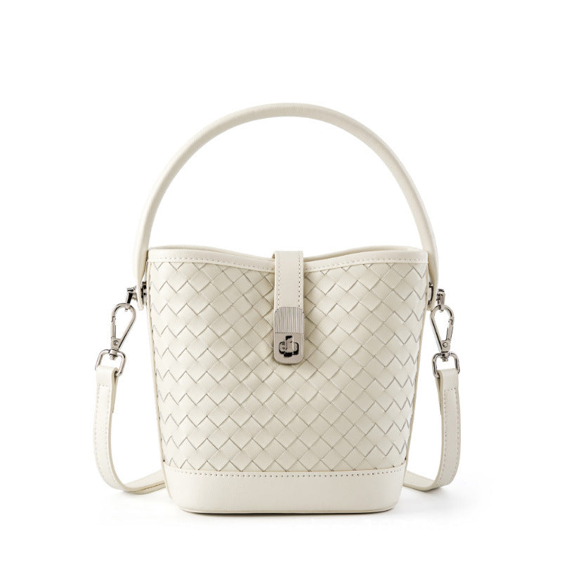 Bucket Woven Genuine Leather Capri Bag