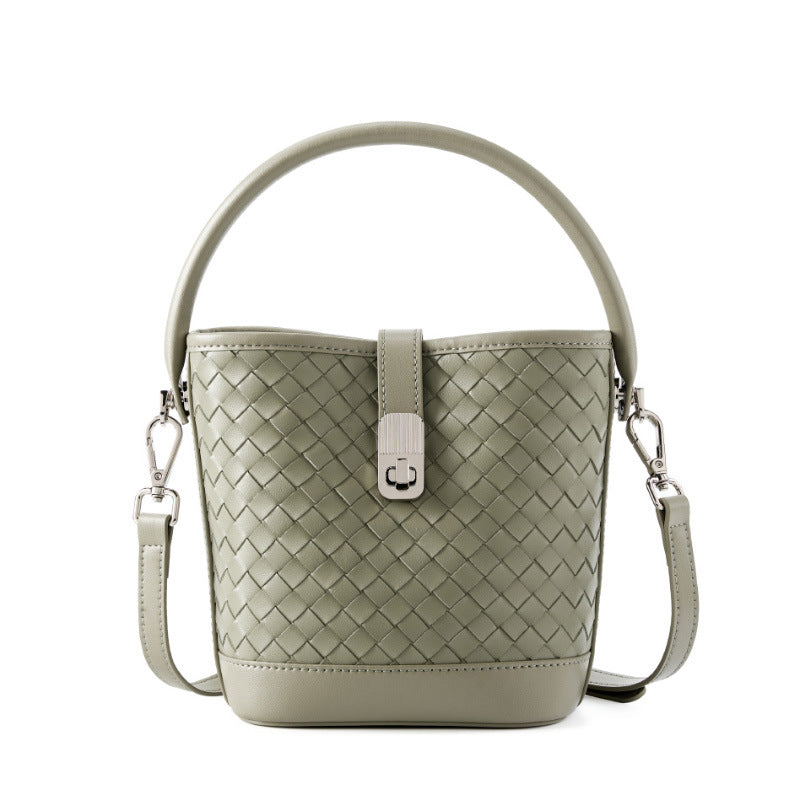 Bucket Woven Genuine Leather Capri Bag