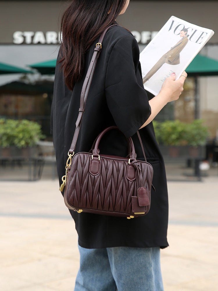 Small Genuine Leather Quilted Milly Bag