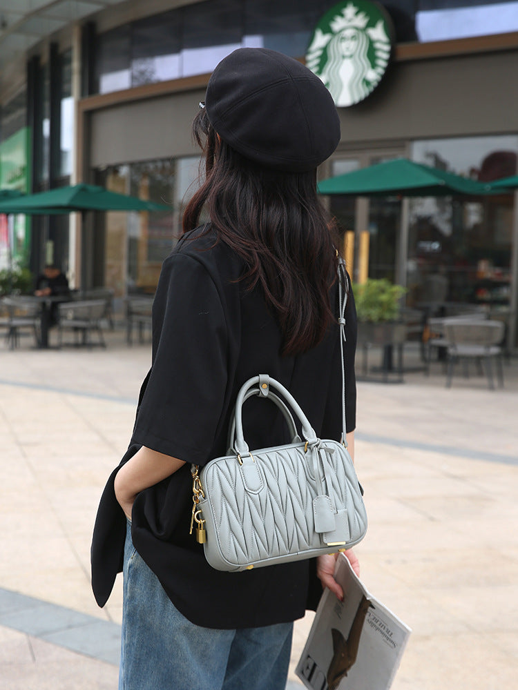 Small Genuine Leather Quilted Milly Bag