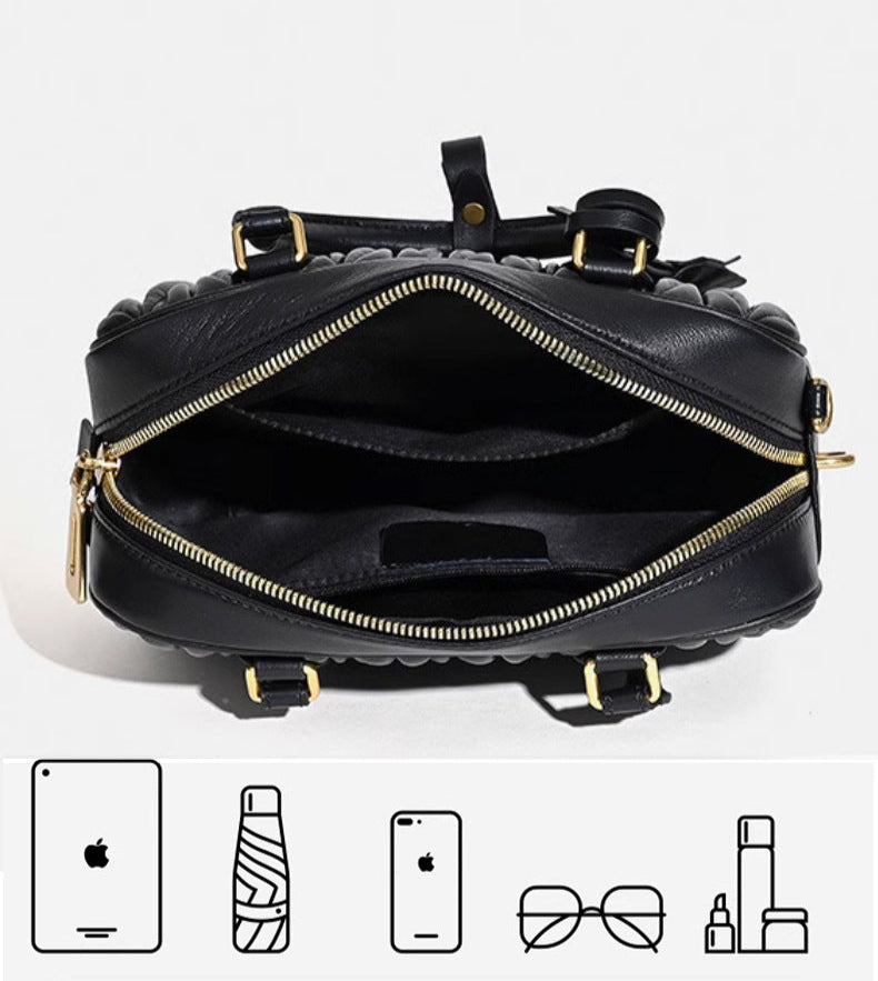 Small Genuine Leather Quilted Milly Bag