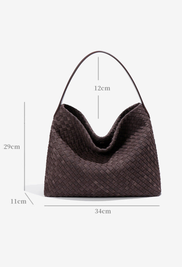 Large Woven Suede Evelyn Bag