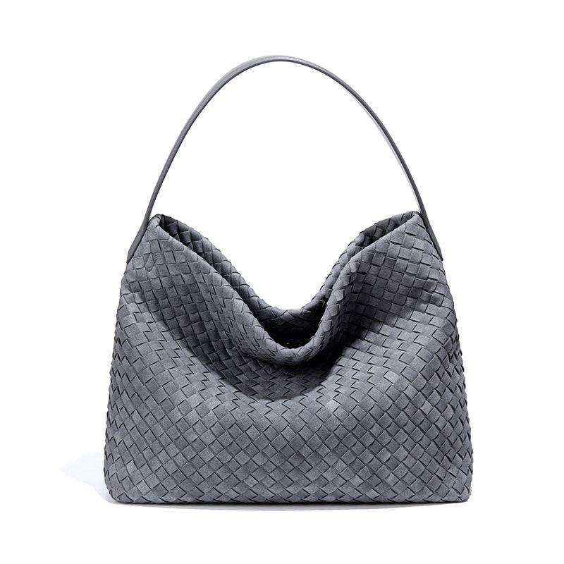 Large Woven Suede Evelyn Bag