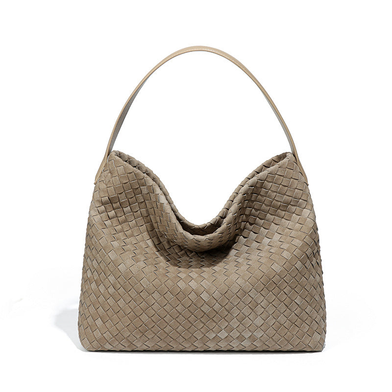 Large Woven Suede Evelyn Bag