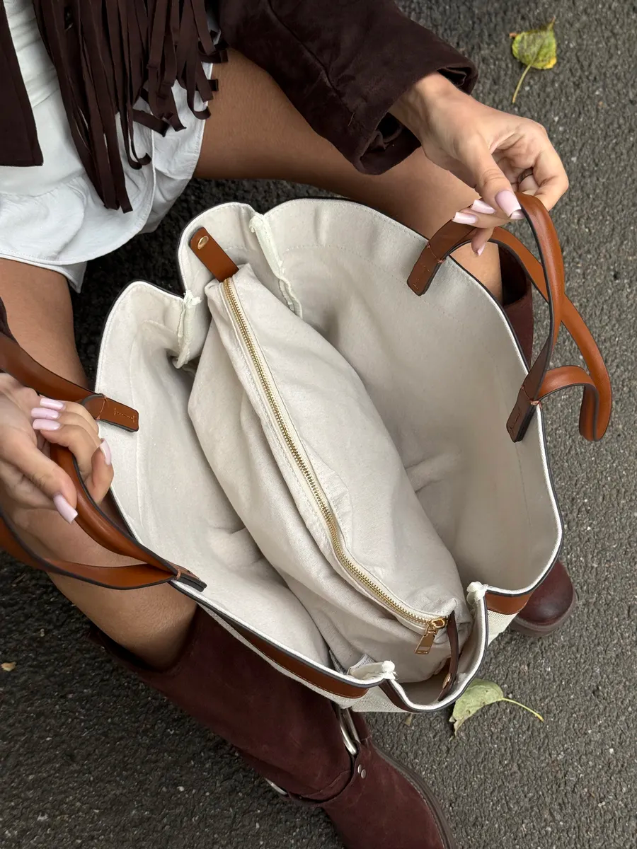Tote Large Two-Tone Canvas Luna Bag