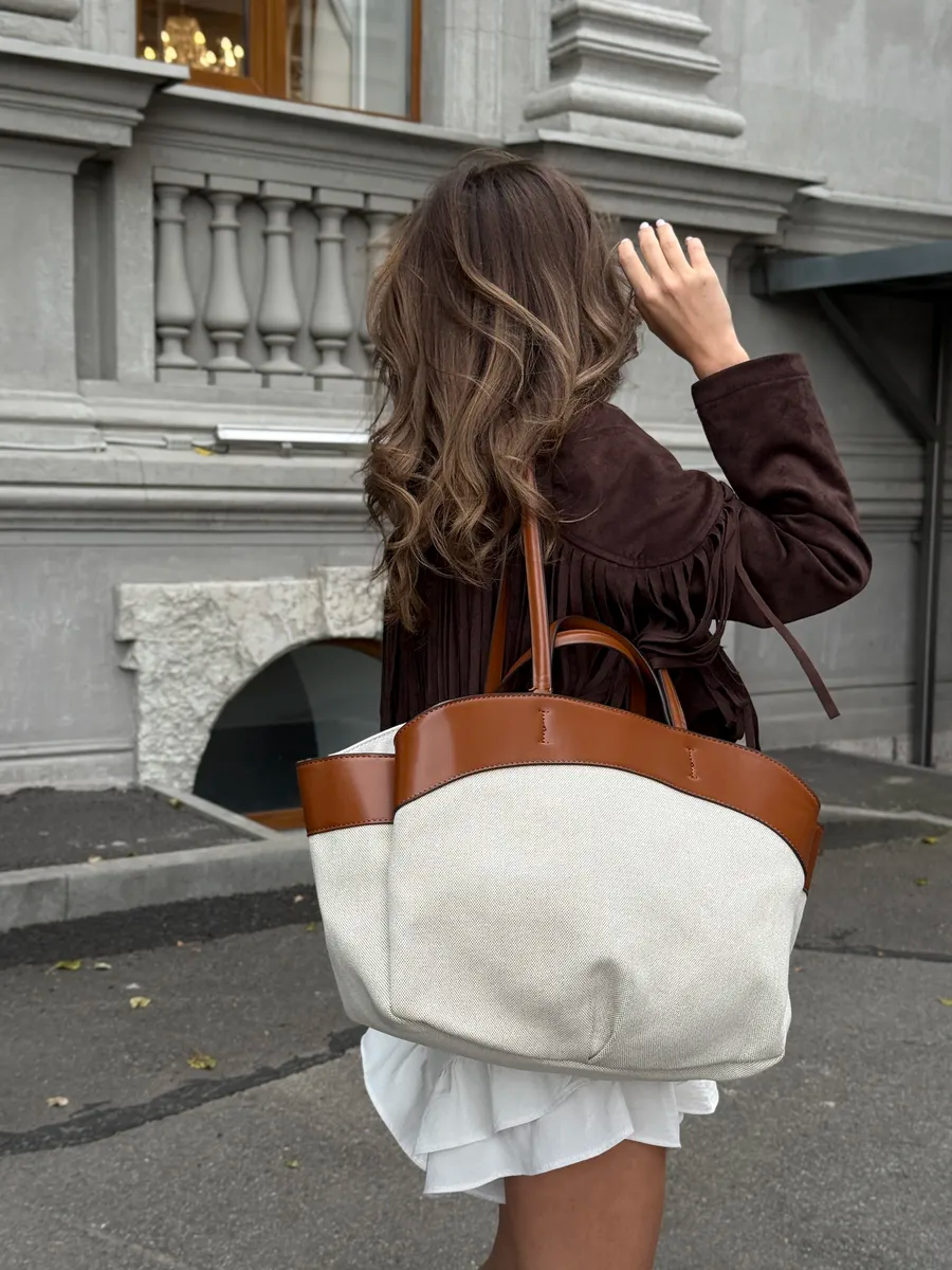 Tote Large Two-Tone Canvas Luna Bag