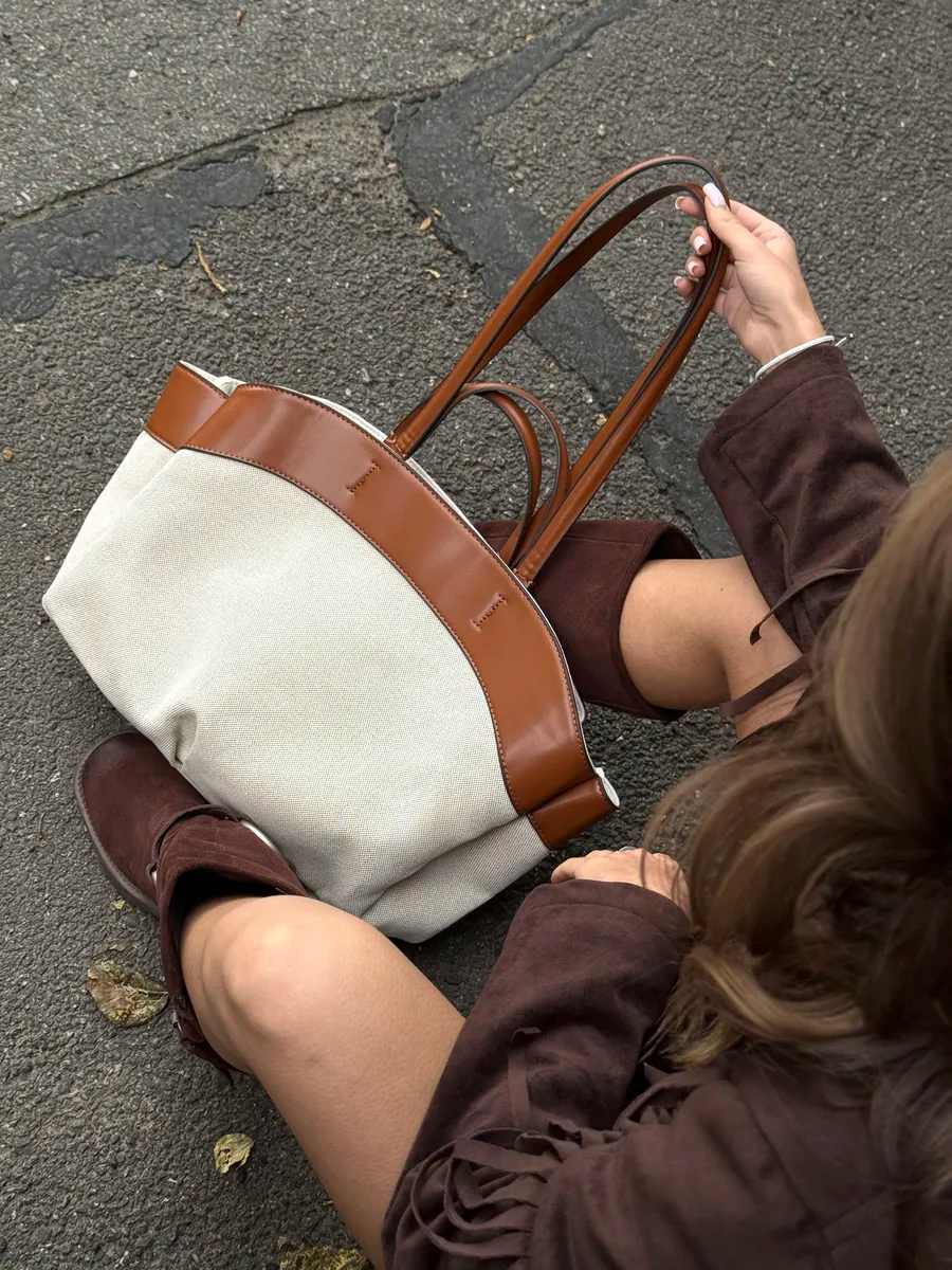 Tote Large Two-Tone Canvas Luna Bag