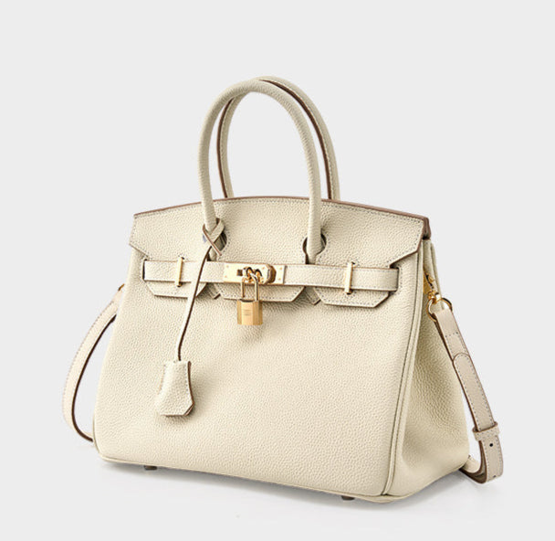 Classic Medium Genuine Leather Barcelona Bag – Gold Hardware