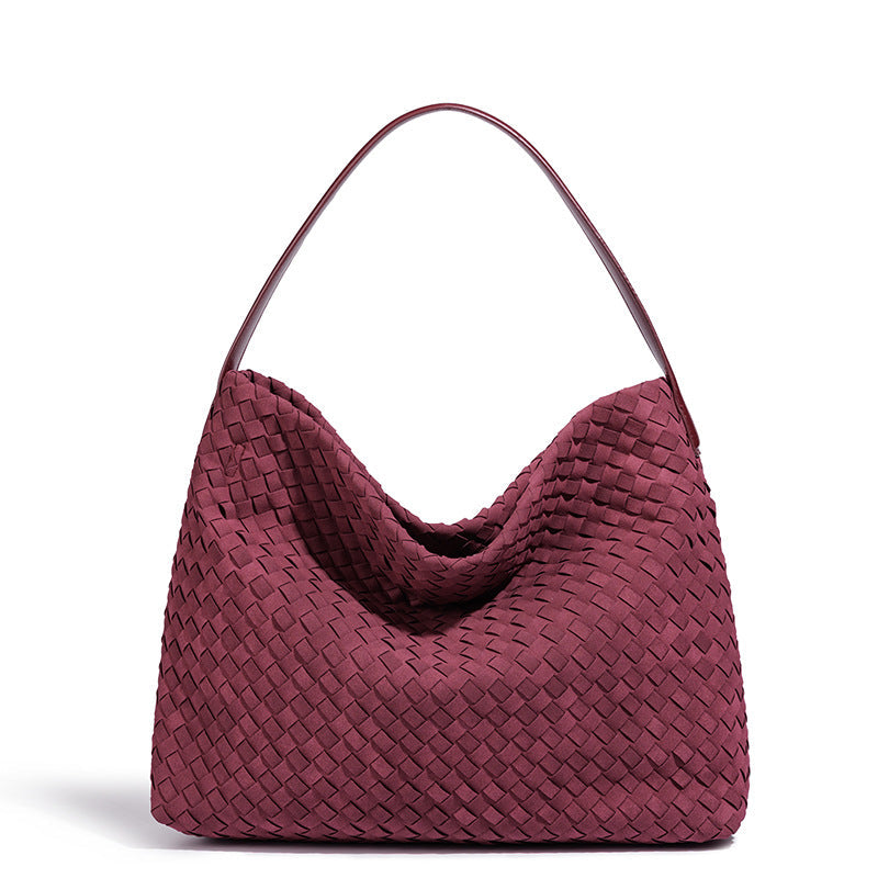 Large Woven Suede Evelyn Bag