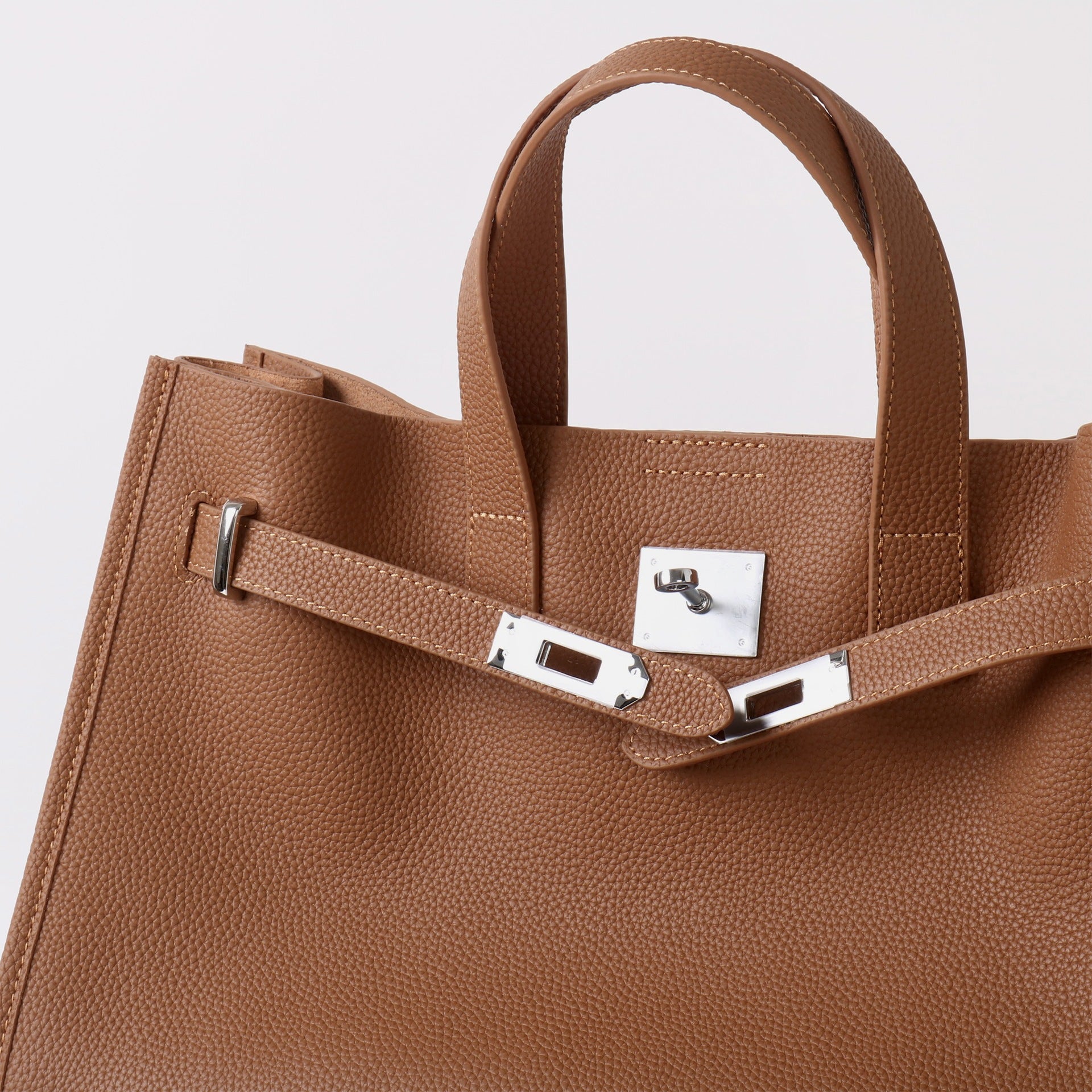 Tote Large Genuine Leather Bonnet Bag – Silver Hardware