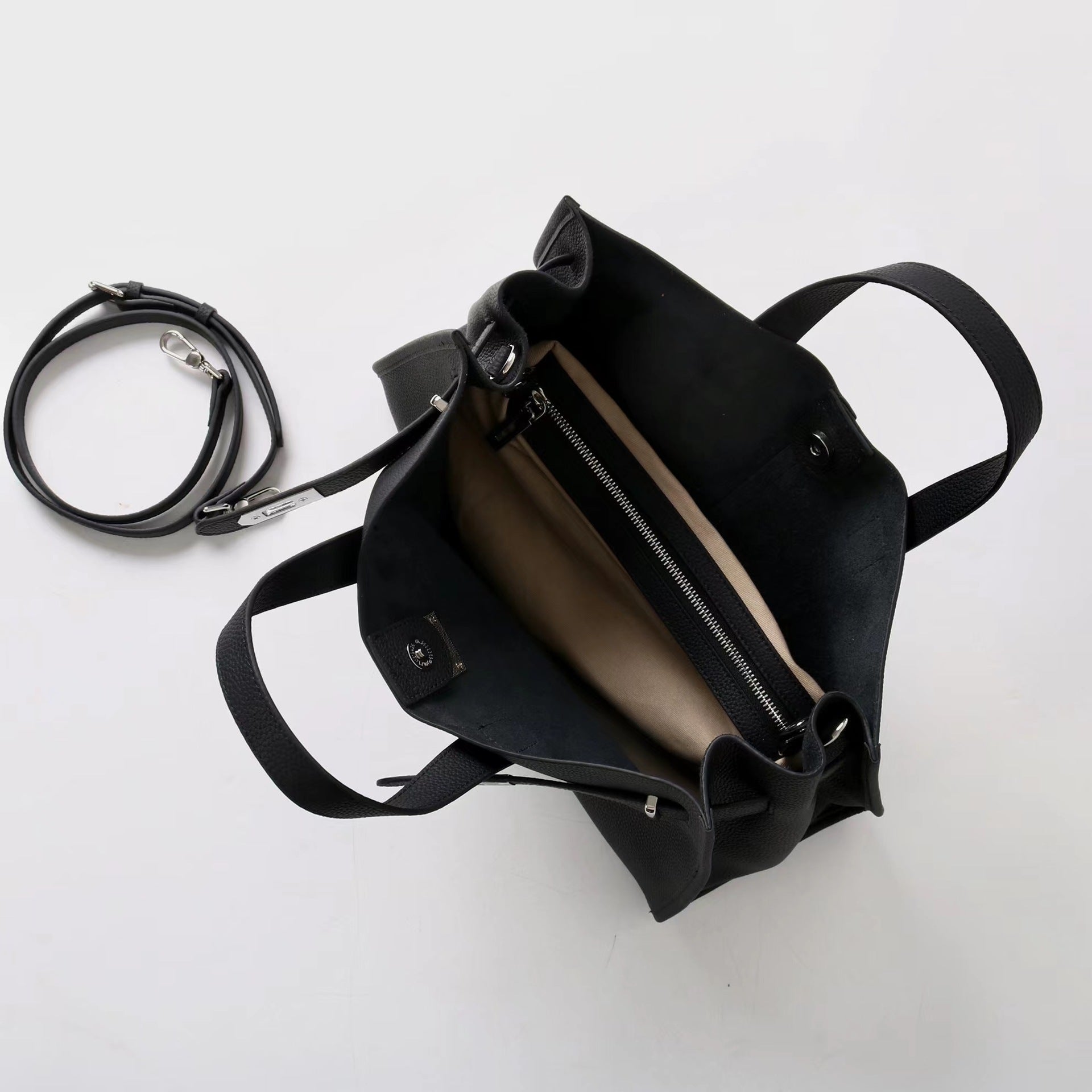 Tote Large Genuine Leather Bonnet Bag – Silver Hardware