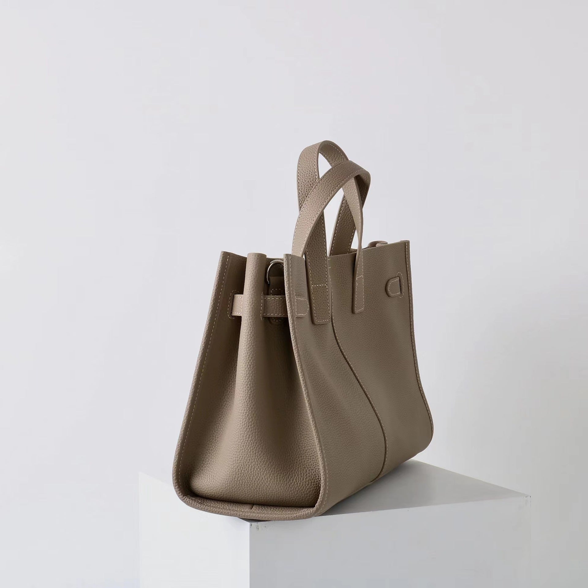 Tote Large Genuine Leather Bonnet Bag – Silver Hardware