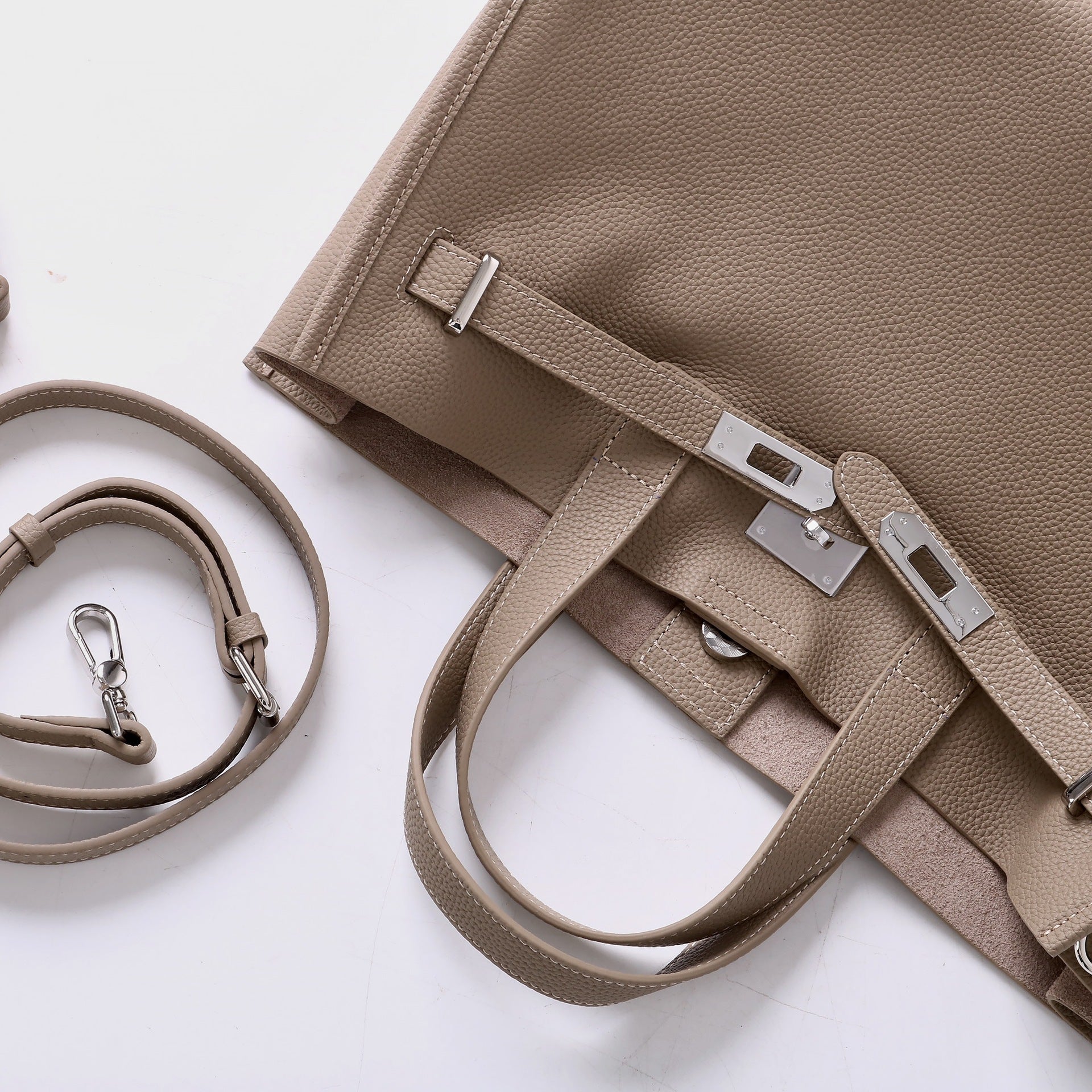 Tote Large Genuine Leather Bonnet Bag – Silver Hardware
