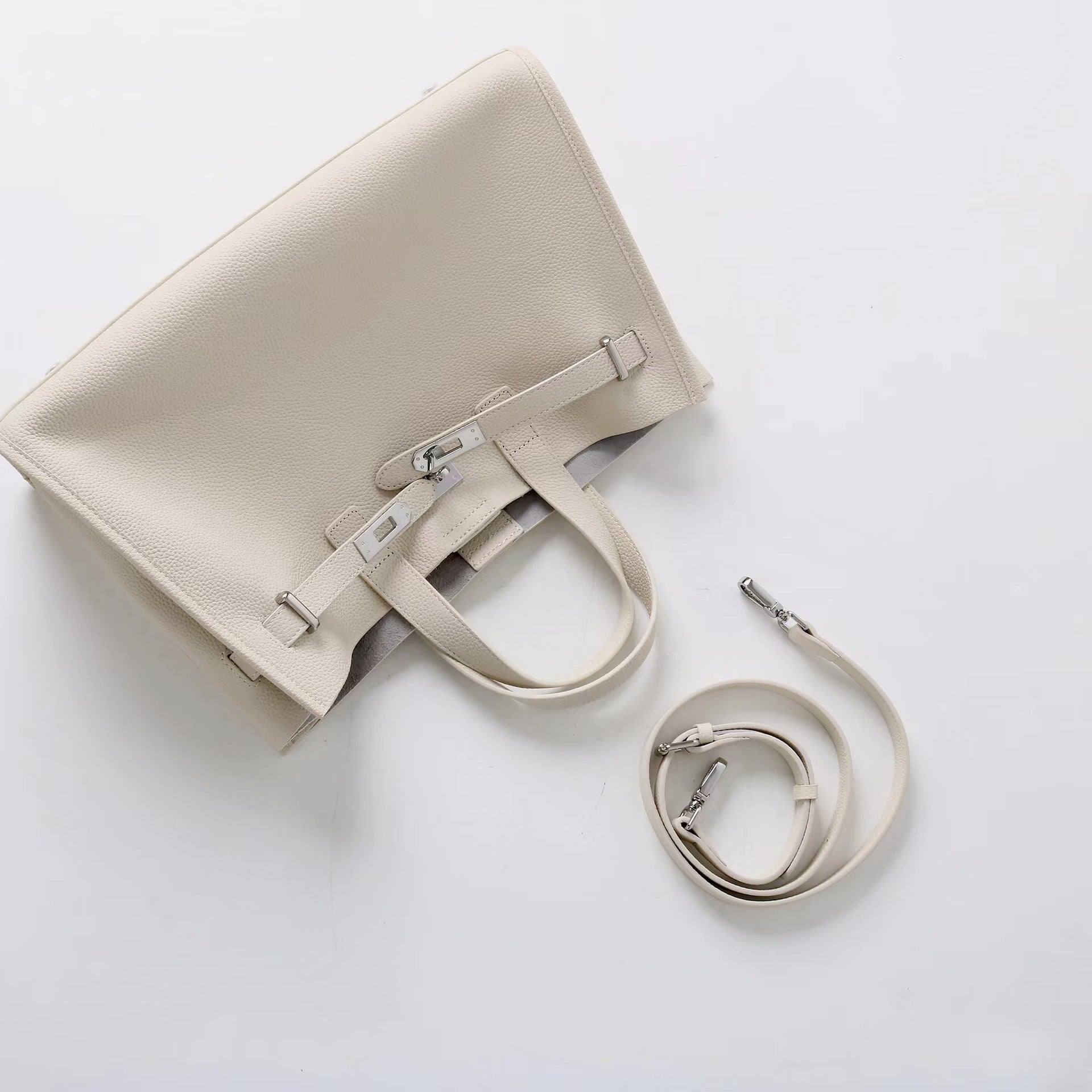Tote Large Genuine Leather Bonnet Bag – Silver Hardware