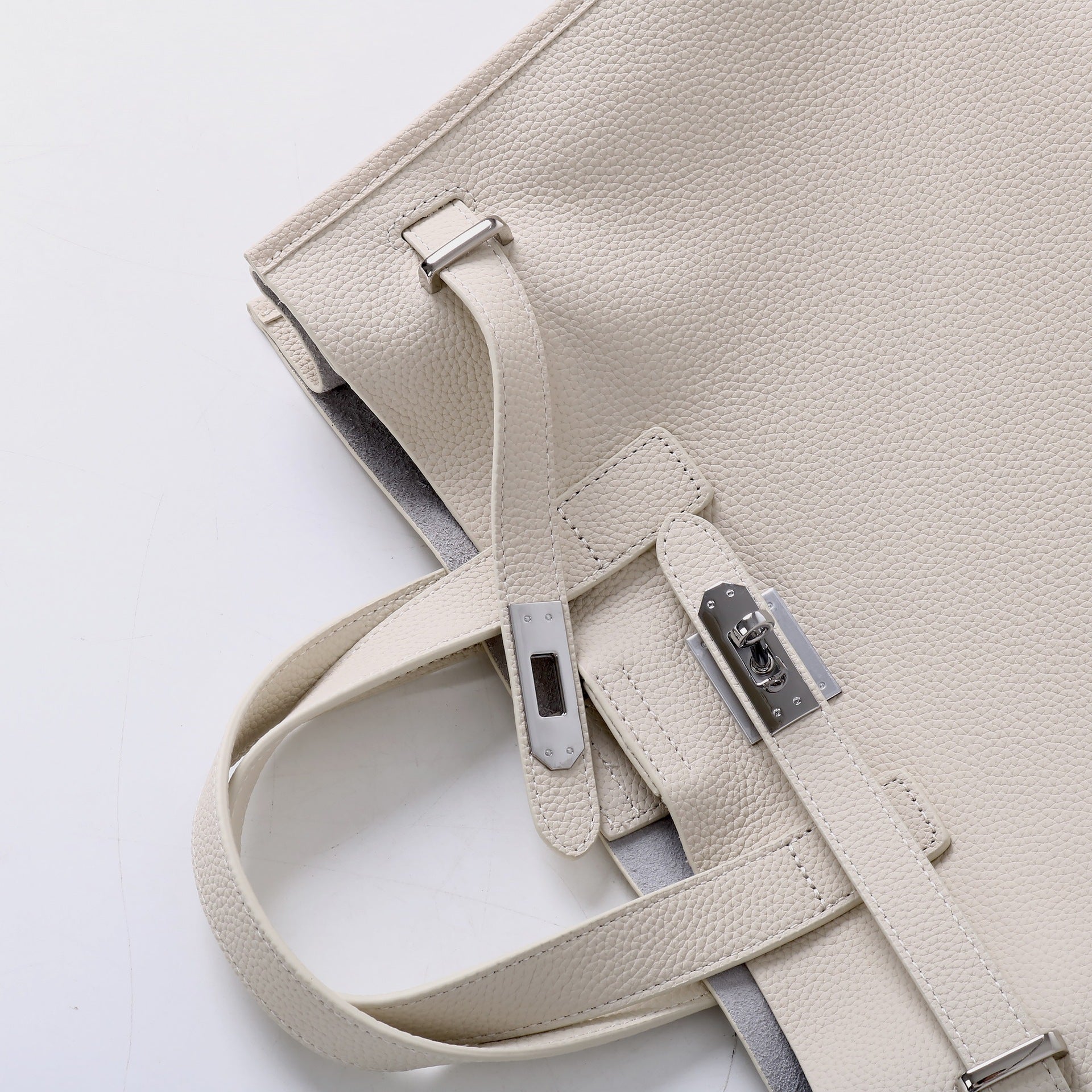 Tote Large Genuine Leather Bonnet Bag – Silver Hardware
