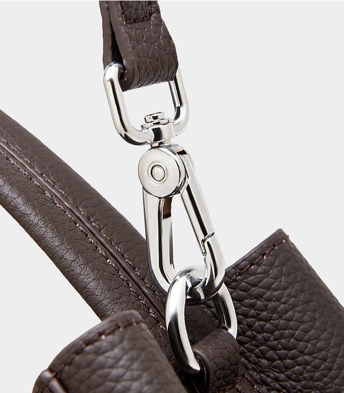 Bucket Genuine Leather Boston Bag