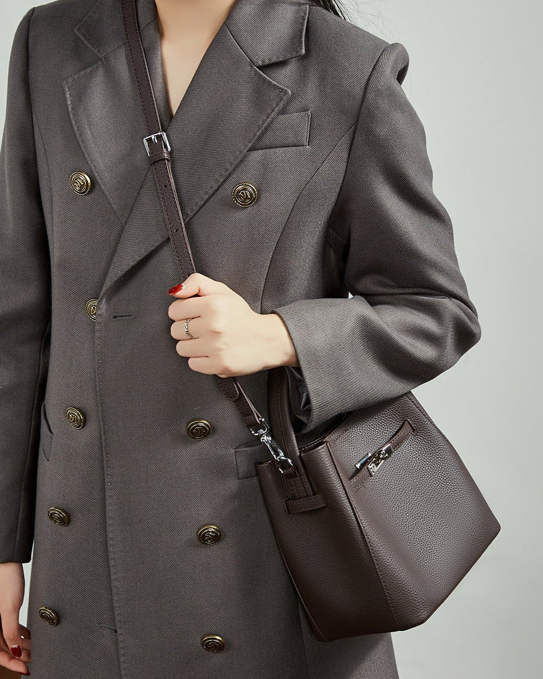 Bucket Genuine Leather Boston Bag