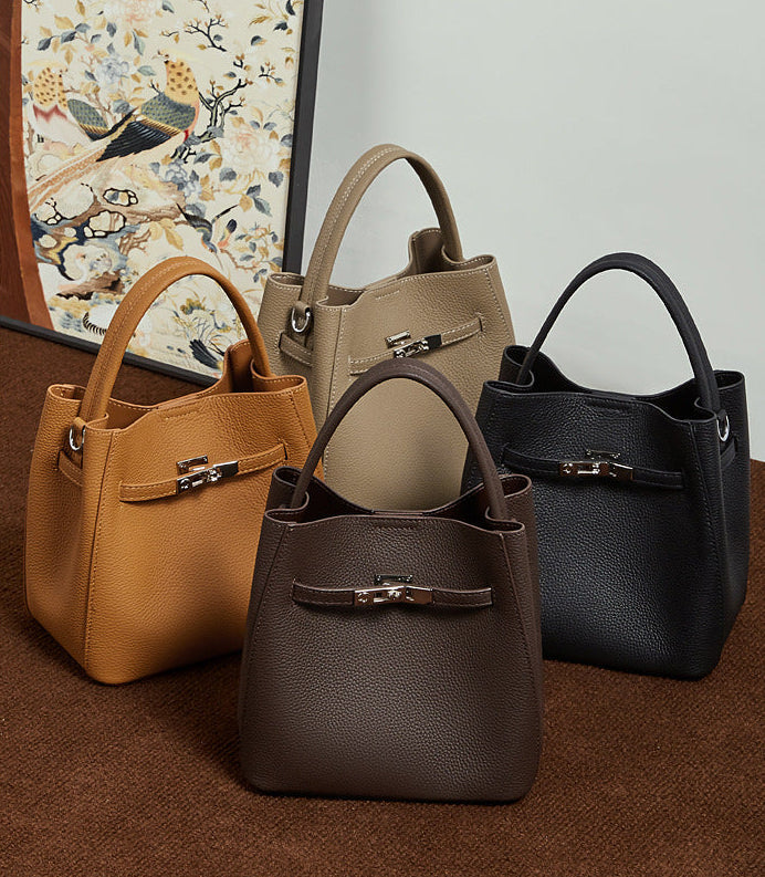 Bucket Genuine Leather Boston Bag