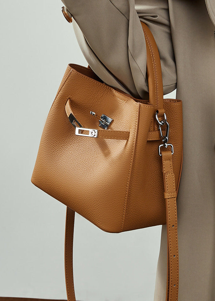 Bucket Genuine Leather Boston Bag