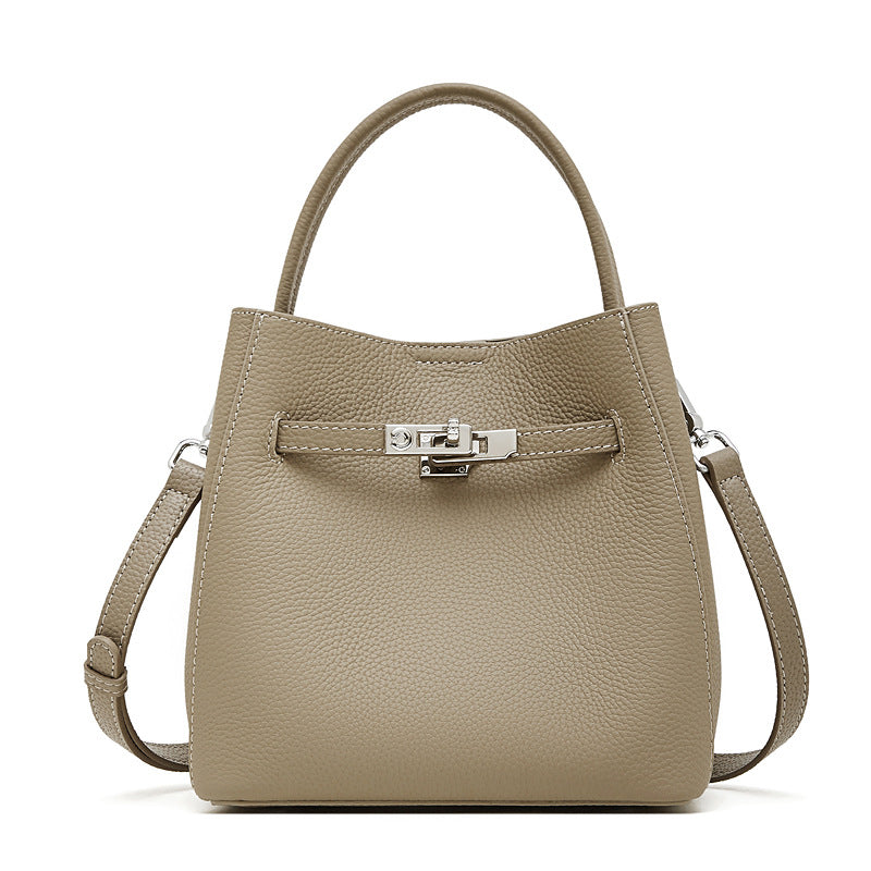 Bucket Genuine Leather Boston Bag
