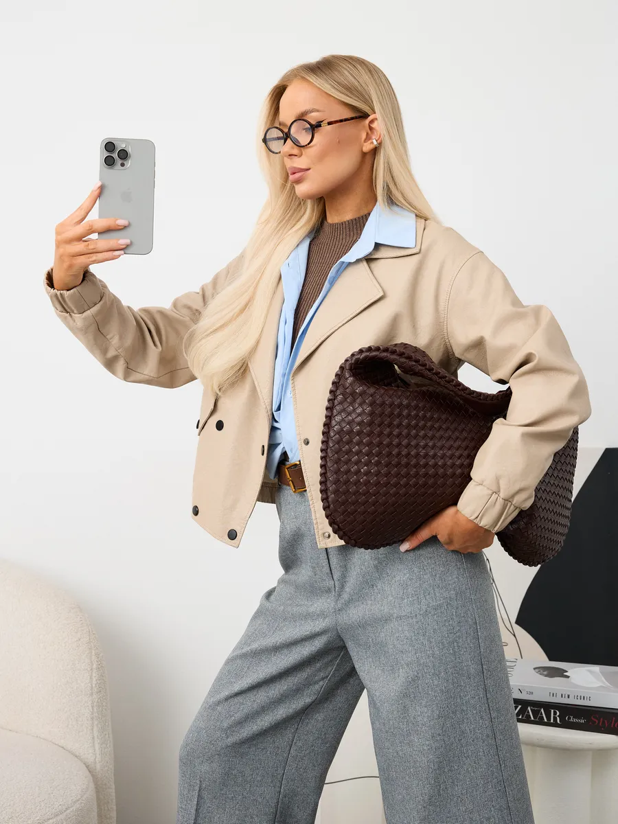 Shoulder Maxi Woven Havana Bag