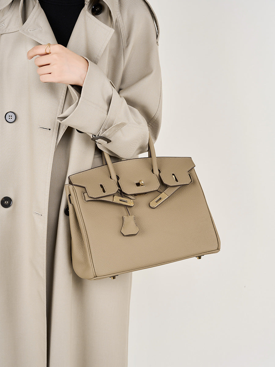 Classic Medium Genuine Leather Barcelona Bag – Gold Hardware