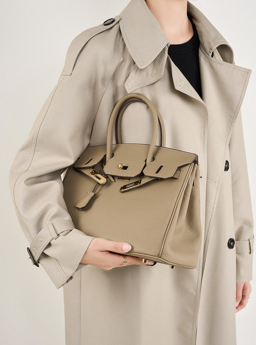 Classic Medium Genuine Leather Barcelona Bag – Gold Hardware