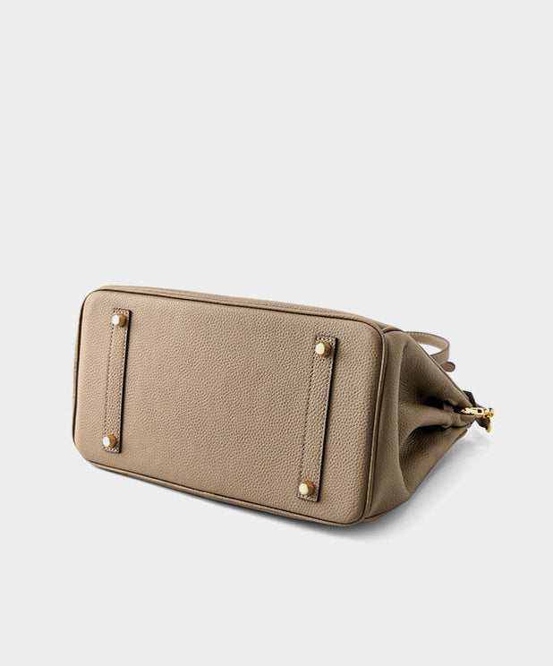 Classic Medium Genuine Leather Barcelona Bag – Gold Hardware