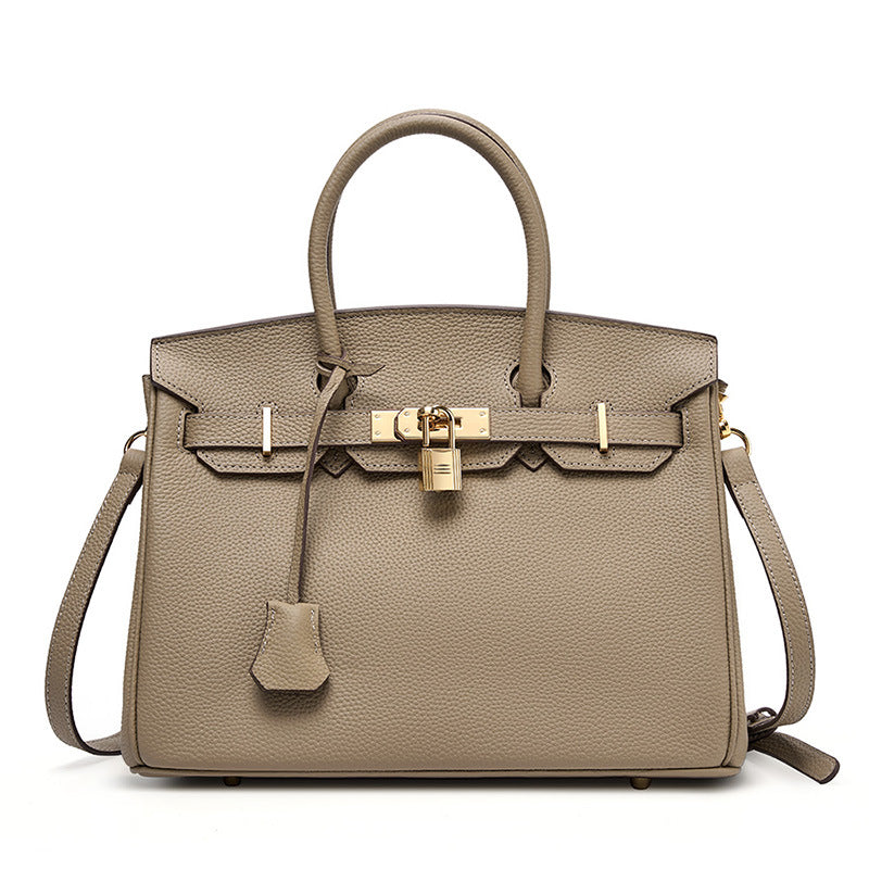 Classic Medium Genuine Leather Barcelona Bag – Gold Hardware
