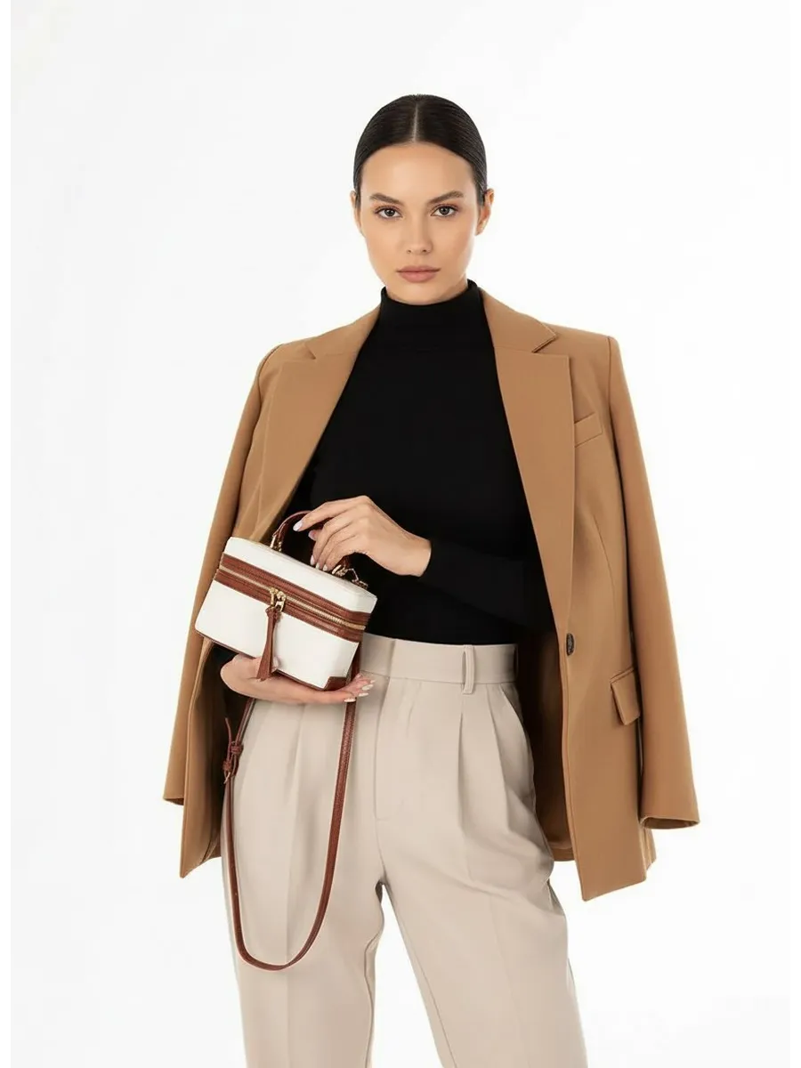 Small Two-Tone Canvas Bali Bag