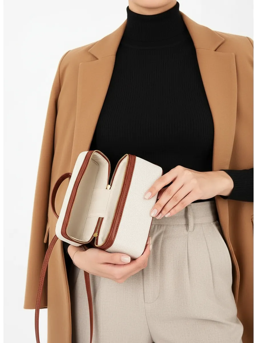 Small Two-Tone Canvas Bali Bag