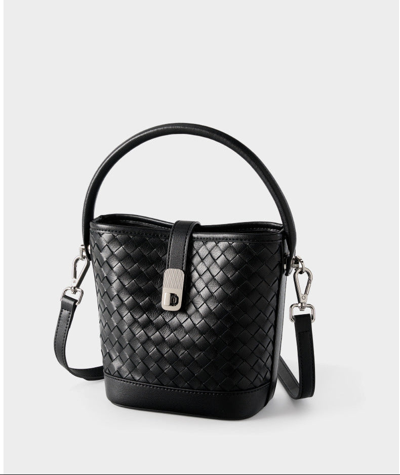 Bucket Woven Genuine Leather Capri Bag