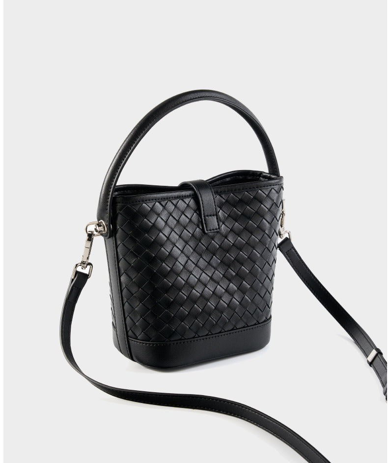 Bucket Woven Genuine Leather Capri Bag