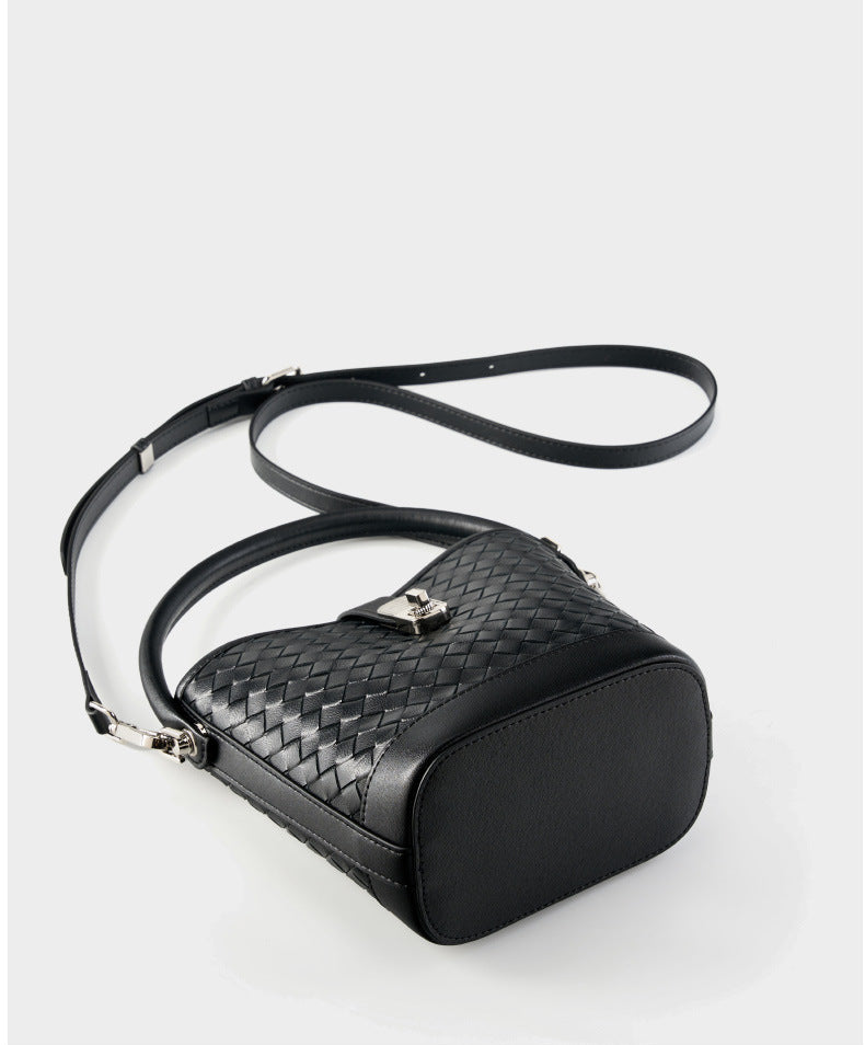 Bucket Woven Genuine Leather Capri Bag