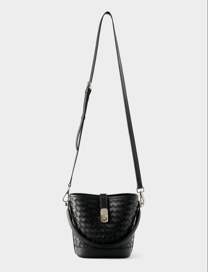 Bucket Woven Genuine Leather Capri Bag