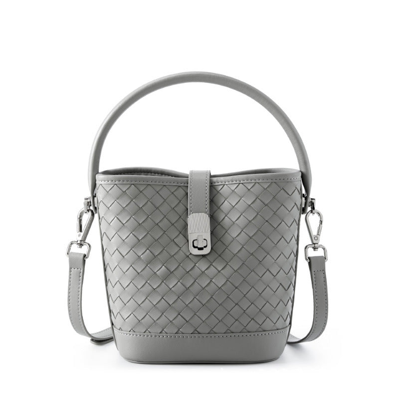 Bucket Woven Genuine Leather Capri Bag