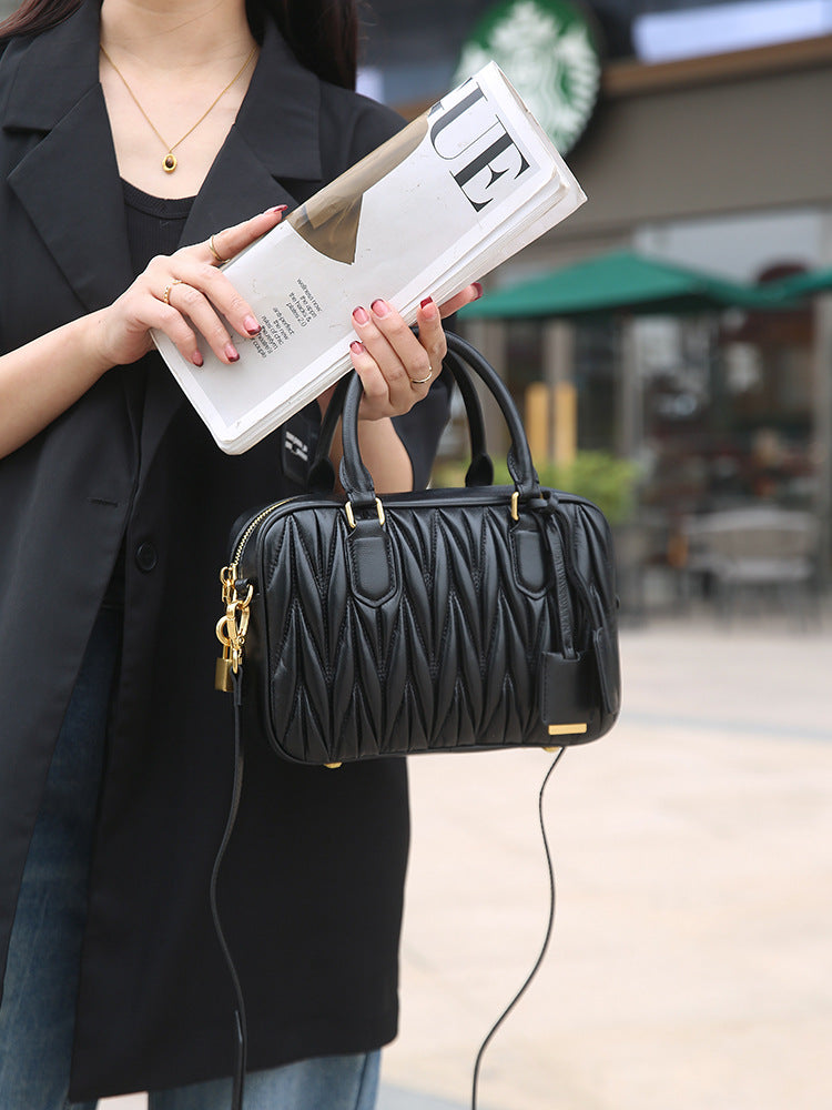 Small Genuine Leather Quilted Milly Bag