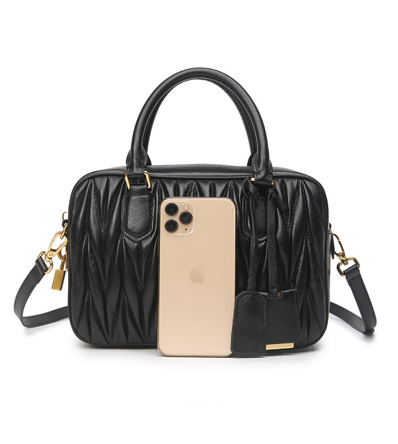 Small Genuine Leather Quilted Milly Bag