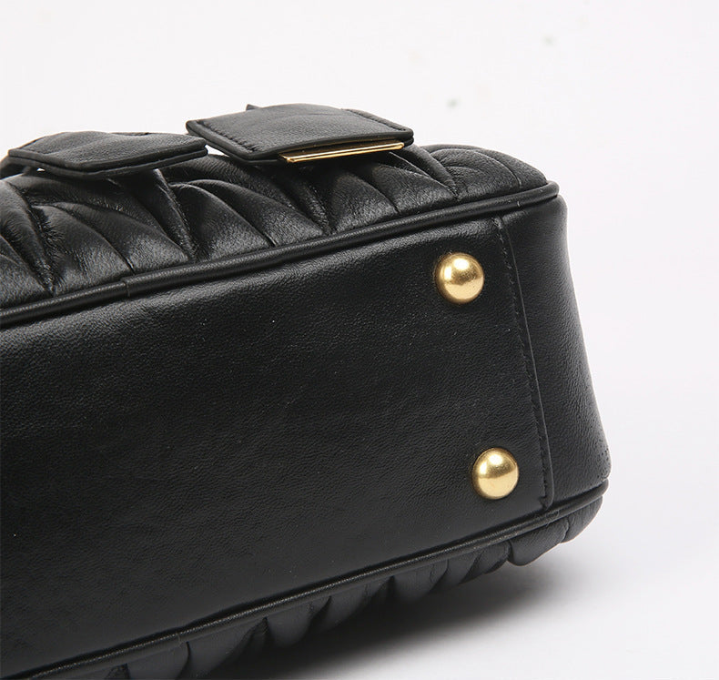 Small Genuine Leather Quilted Milly Bag