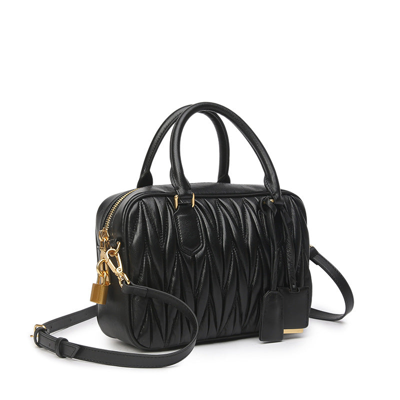 Small Genuine Leather Quilted Milly Bag