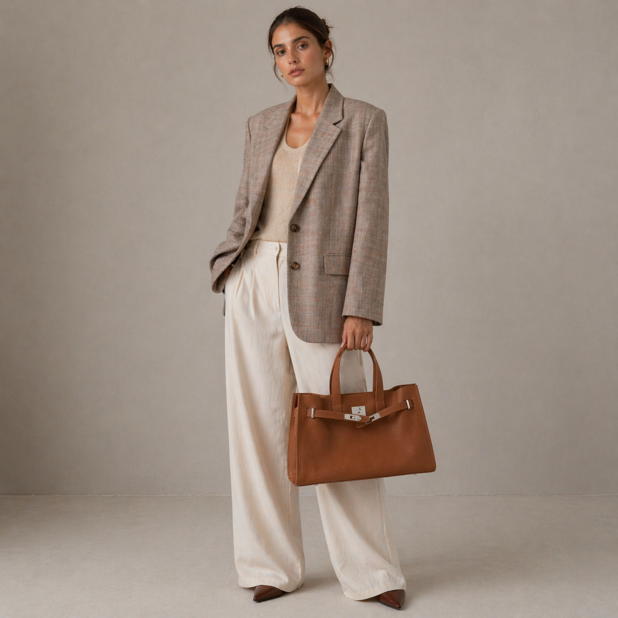 Tote Large Genuine Leather Bonnet Bag – Silver Hardware
