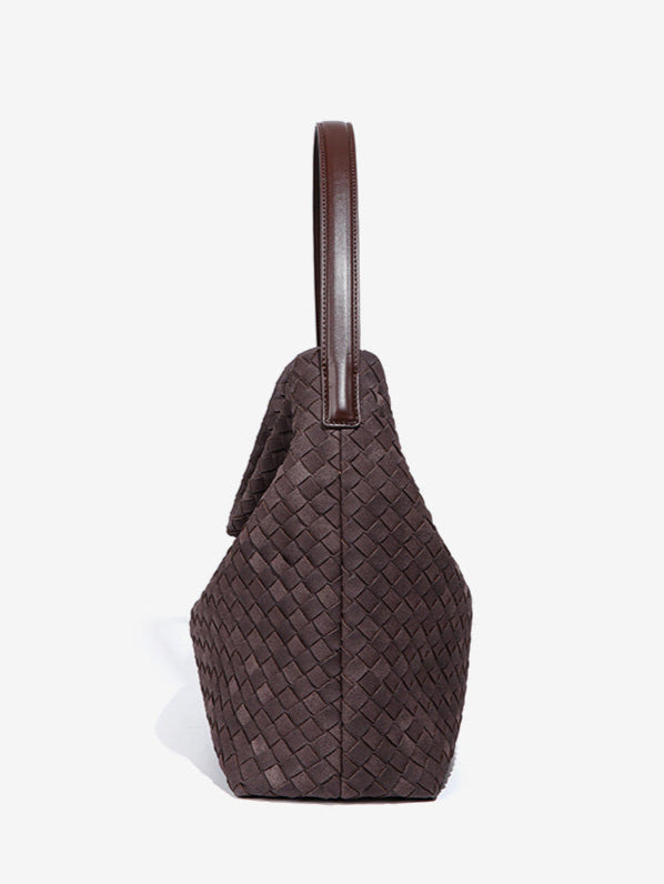 Large Woven Suede Evelyn Bag